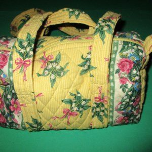 Vera Bradley Medium Zip Bag, Yellow With Multi Color Floral Pattern, Never Used